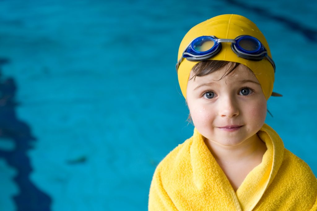 Little girl in swimming gear